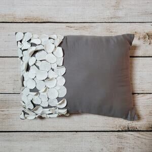Rose Petal Throw Pillow Gray White 12 x 16"
